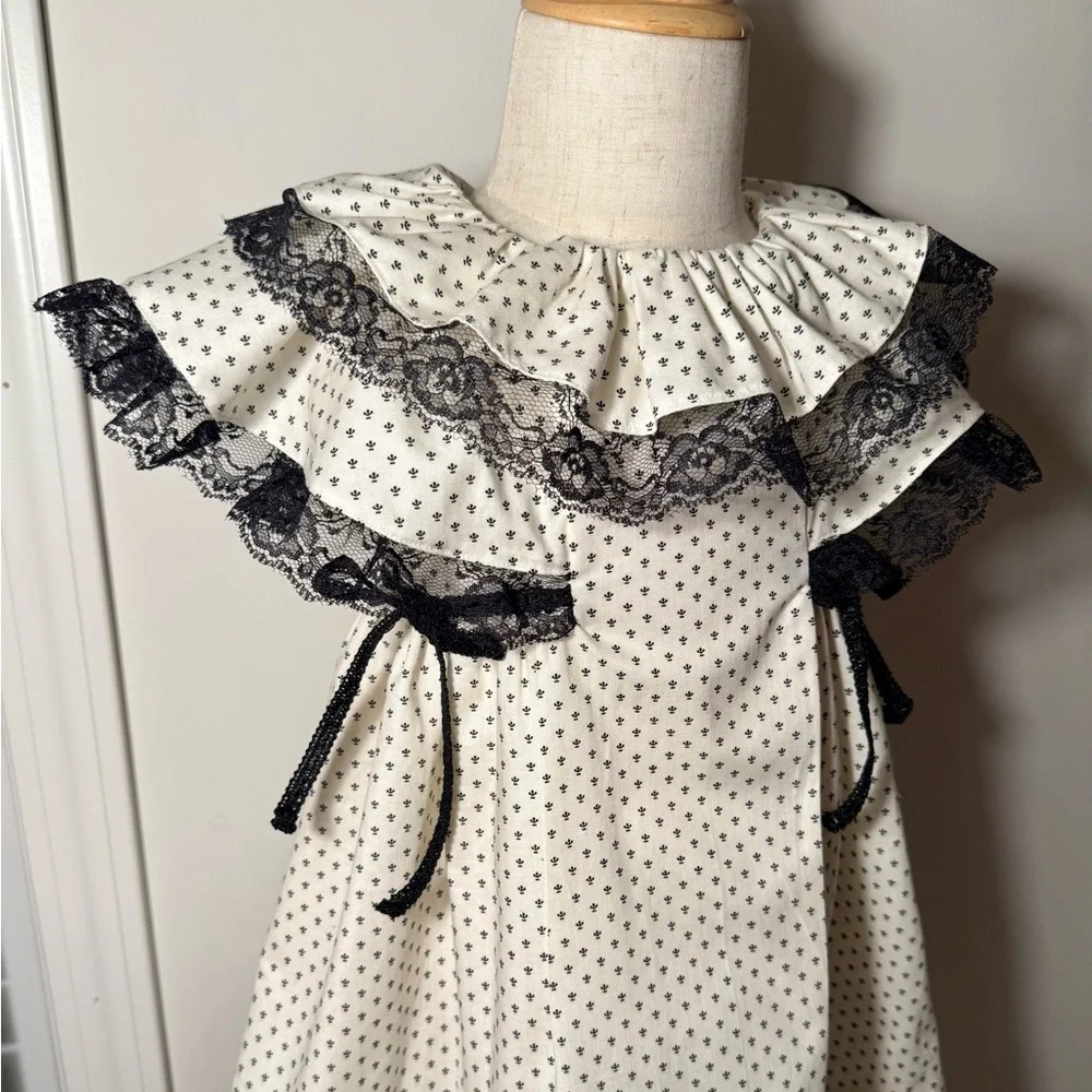 🖤 Handmade Ivory & Black Dress 🖤 - Picture 3 of 5